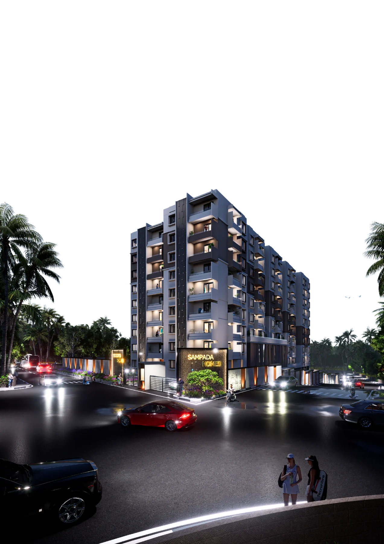 Original Gardens of Brindavanam evening building render