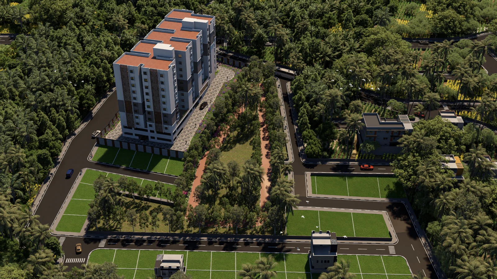 Gardens of Brindavanam landscape perspective